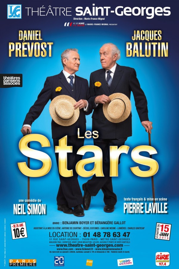 Les stars Théâtre Saint Georges Jacques Balutin Daniel Prevost affiche Neil Simon The Sunshine Boys critique avis humour