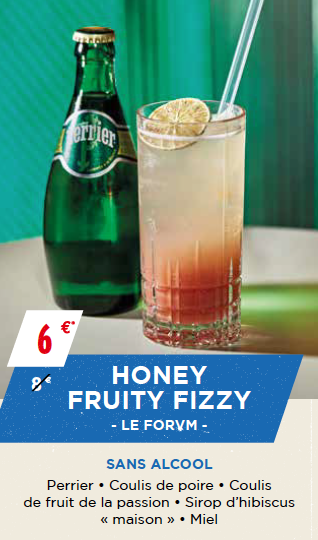 Honey Fruity Fizzy Bar Le Forvm création cocktail Perrier Paris Cocktail Week 2017